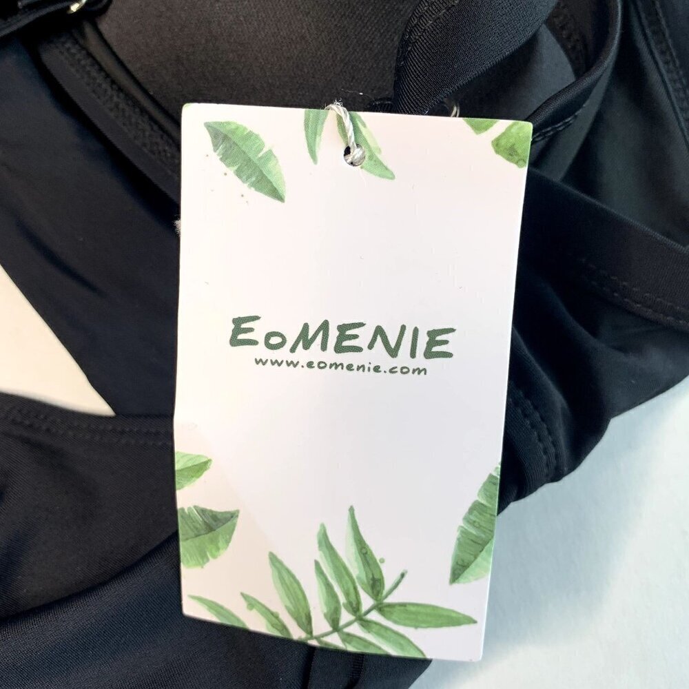 Eomenie One Piece SZ S Swimsuit Tummy Control Cutout High Waisted Tie Back NEW - Picture 6 of 11